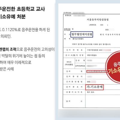 [공무원음주운전] 주차장 음주운전한 초등학교 교사 변호로, 이례적 기소유예